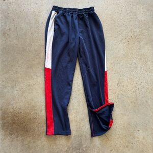 Navy Track Pants with Red and White Stripes